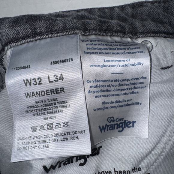 Wrangler WANDERER 622 HIGH RISE FLARE W Patch Black Distressed Jeans Women 32x34 - Picture 13 of 13